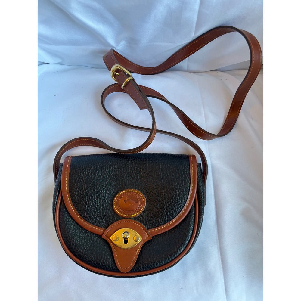 Dooney & Bourke Vintage All-Weather Leather Small Crossbody Bag Black Tan